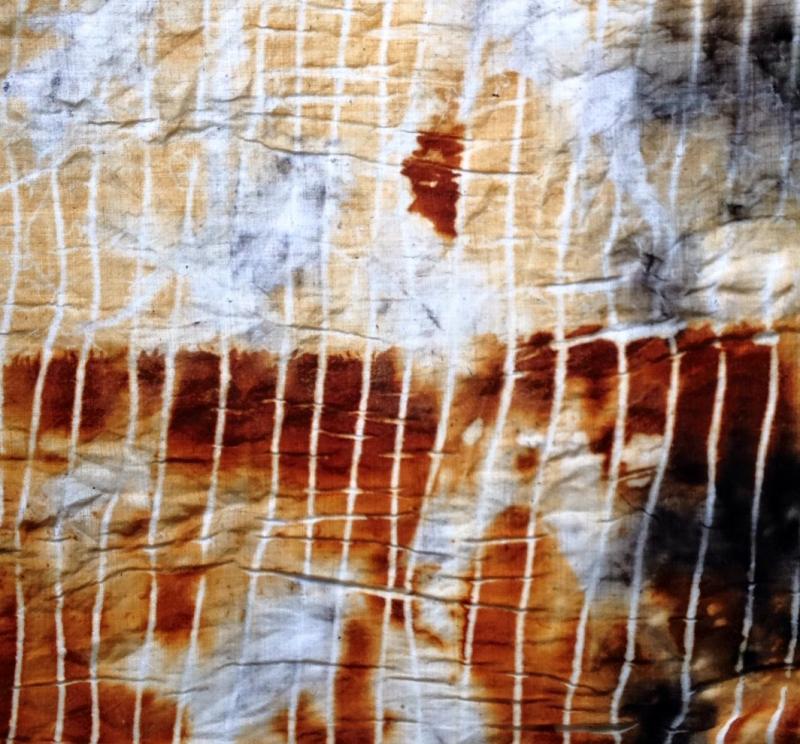 Rust and medium dye on muslin